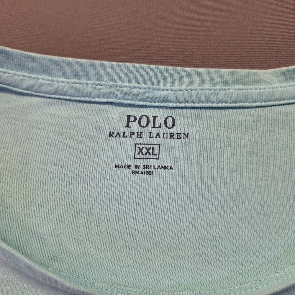 Polo Ralph Lauren Mens XXL Pocket T-Shirt True Aqua Blue Yellow Pony New
